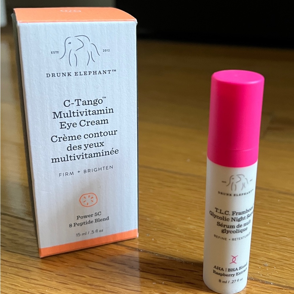 Drunk Elephant C-Tango Vitamin C Eye Cream & T.L.C Framboos Glycolic Night Serum